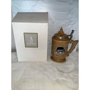 Avon A Christmas Carol Scrooge Beer Mug Stein Attached Lid 1996 Collectable